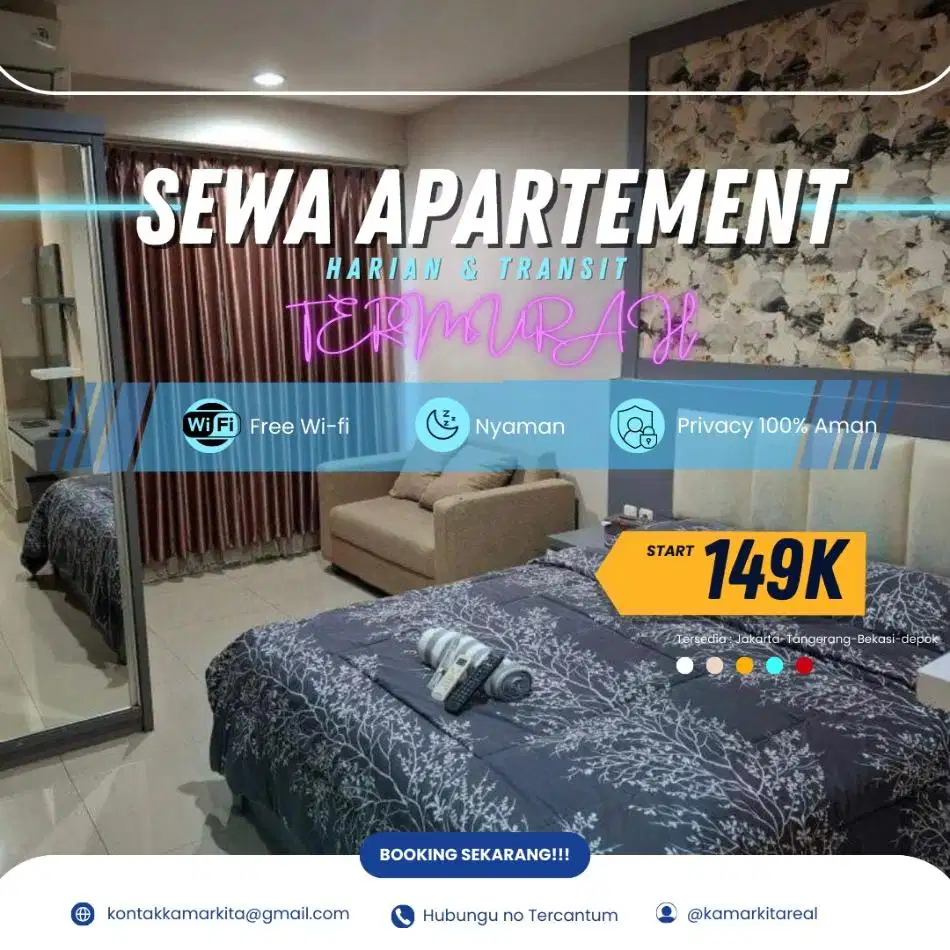 Disewakan Apartemen TREEPARK CITY Harian/Transit Tangerang Termurah