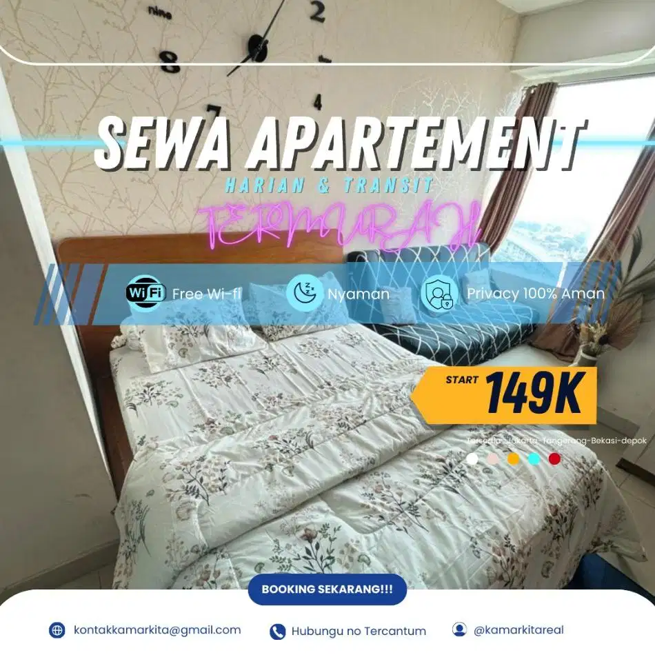 Disewakan Apartemen Treepark Serpong BSD harian/Transit Termurah