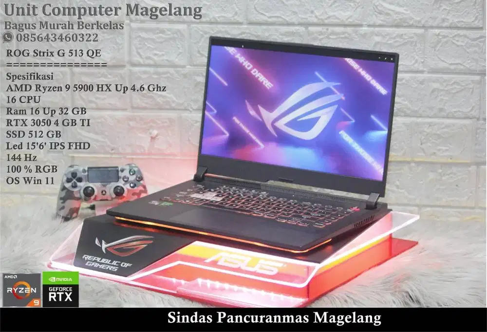 ROG Strix G 513 QE ( Asus laptop Dewa ) AMD Ryzen 9 II RTX 3050 4 GB