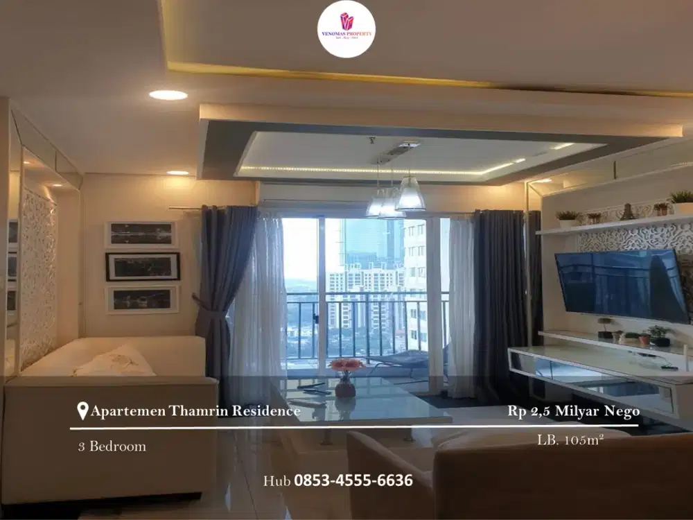 Dijual Apartement Thamrin Residence Mid Floor 3BR Full Furnished