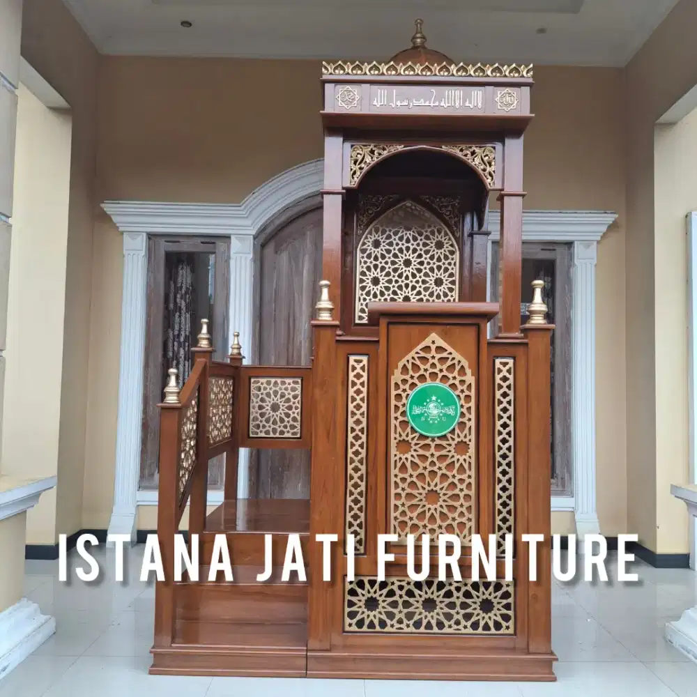 Mimbar masjid tangga samping model minimalis  kayu jati berkwalitas