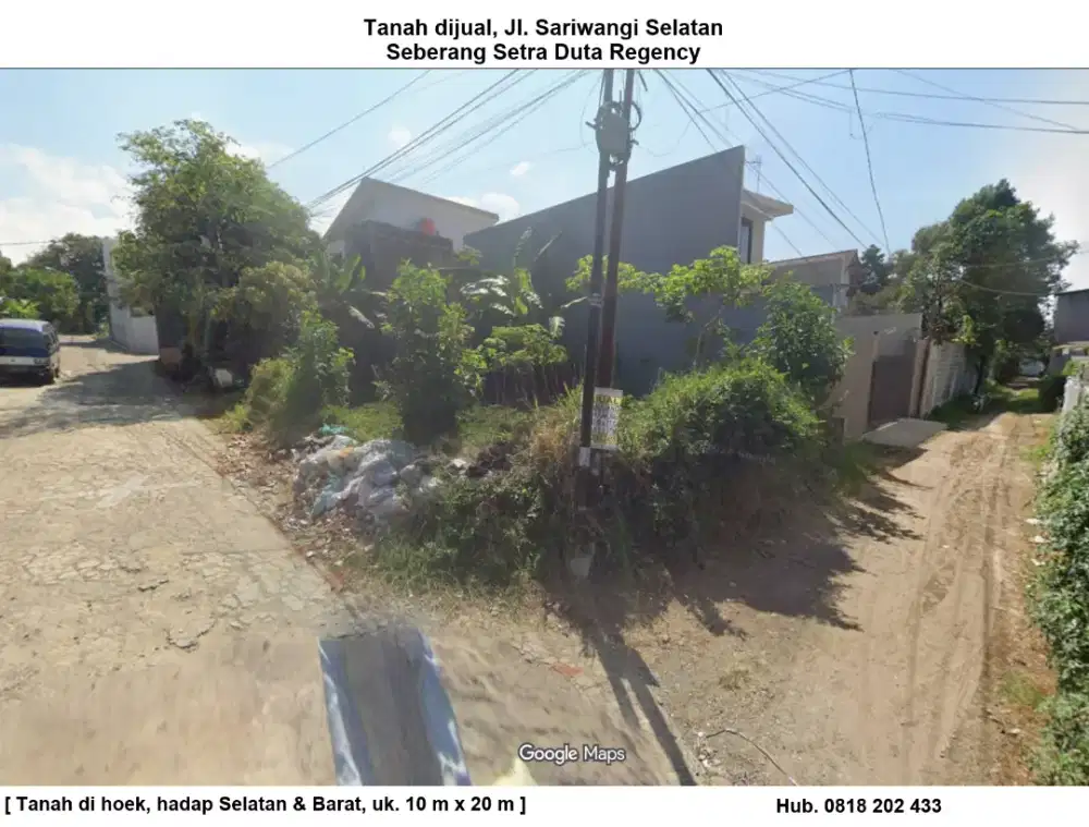 Jual Tanah Hoek di Sariwangi Selatan, Parompong, Bandung