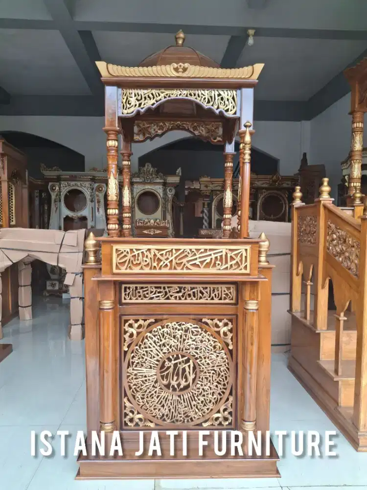Mimbar masjid khutbah kaligrafi ukir mimbar jati