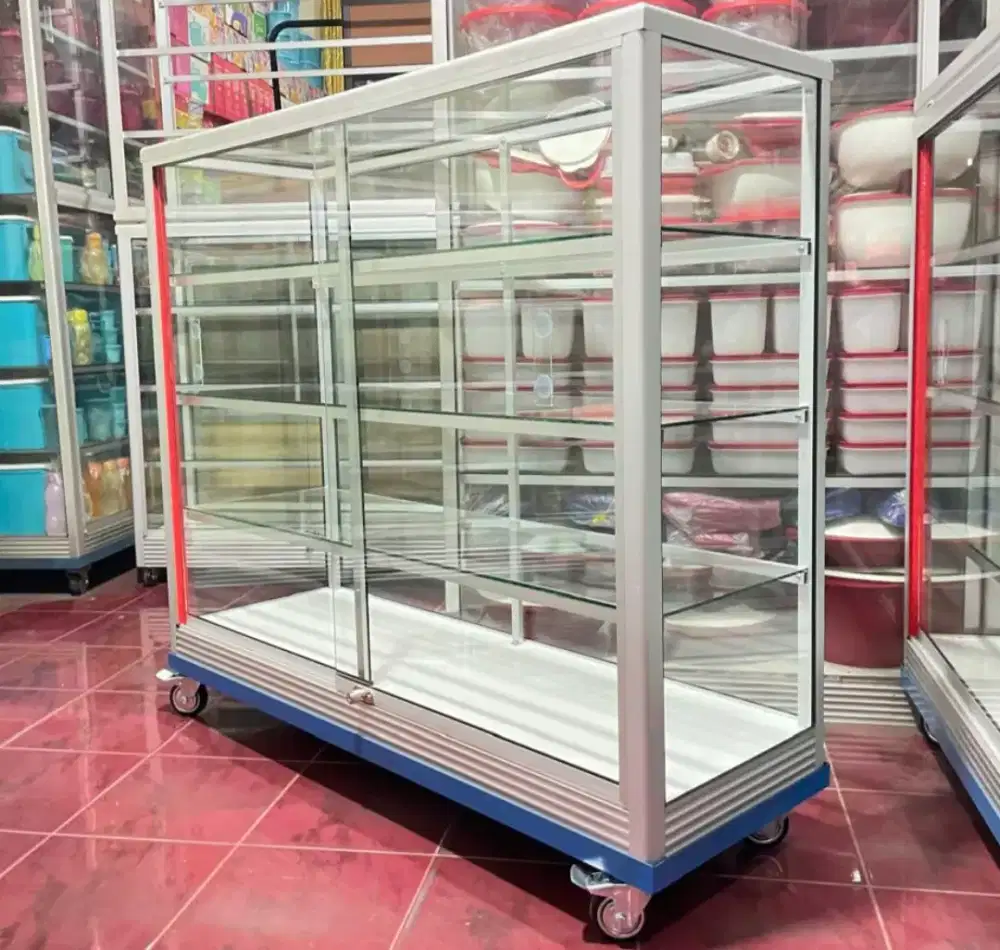 Etalase Ukuran 1,2Mx1M Pakai Roda Harga Murah
