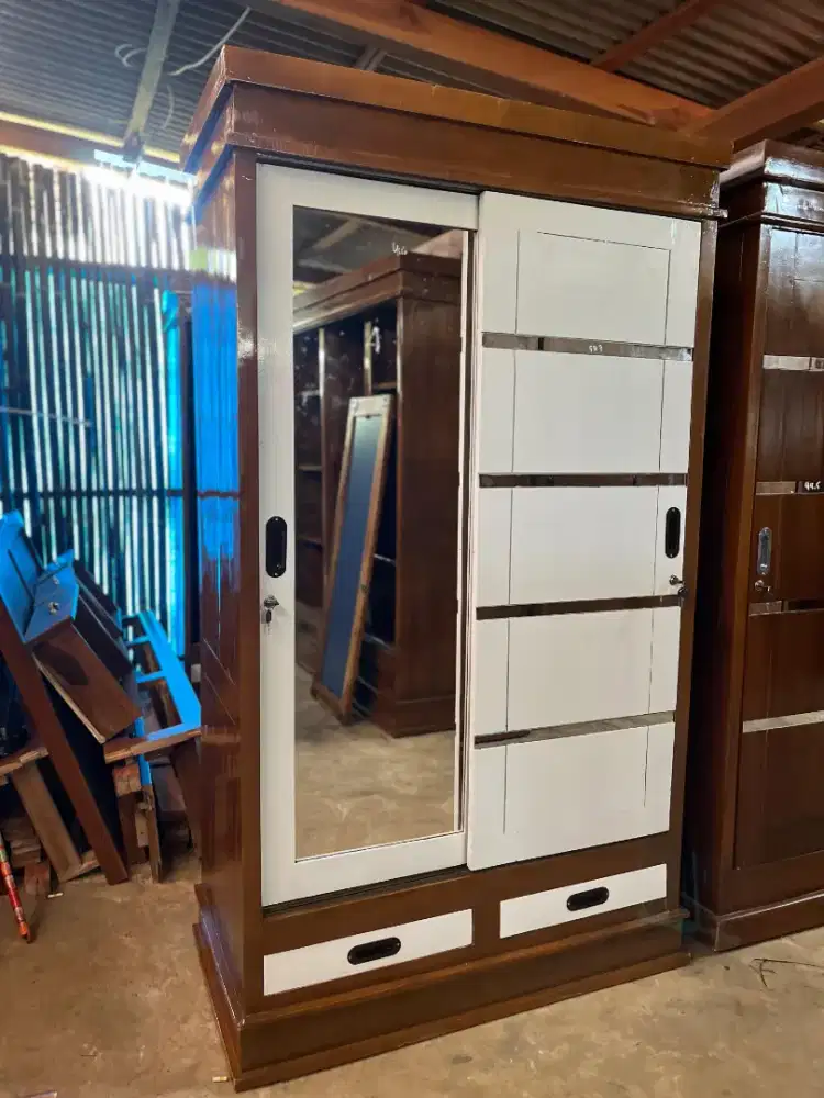 Lemari 2 pintu Sleding Jati