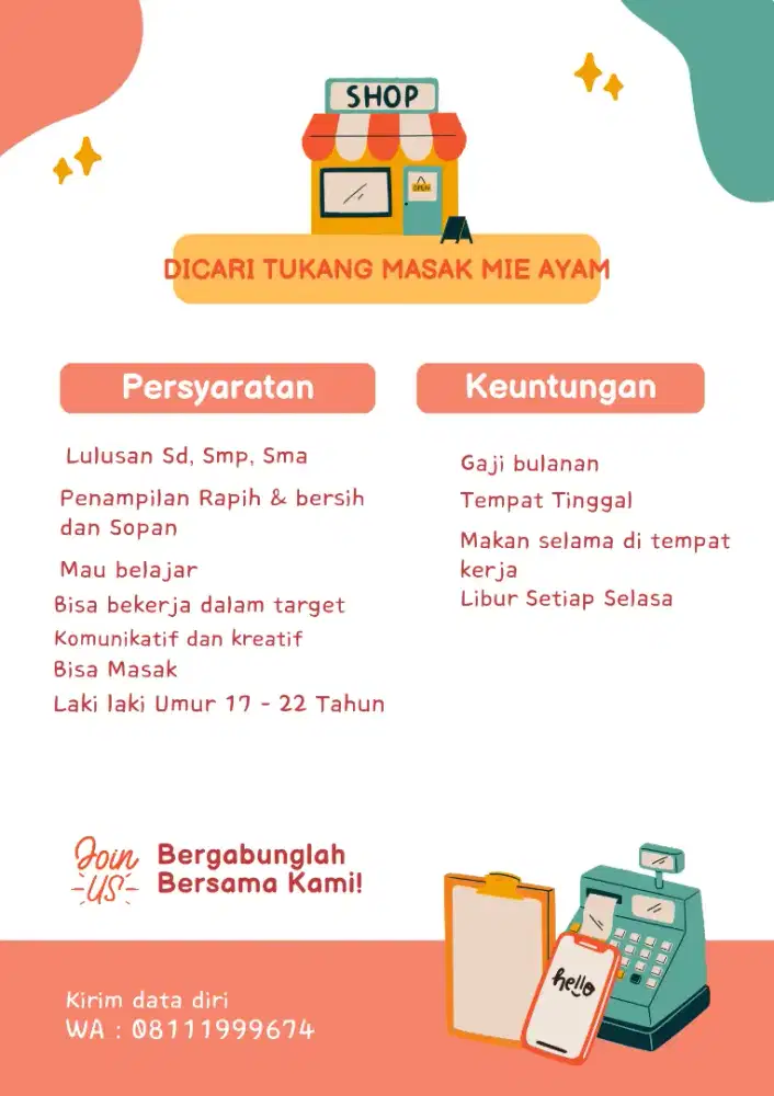 Lowongan Kerja untuk Masak Mie Ayam