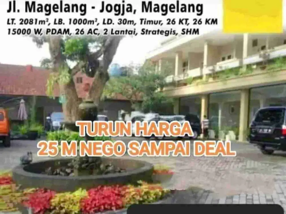 FOR SALE 
HOTEL 2 LANTAI MASIH AKTIF DI MAGELANG 
HARGA 25 M NEGO