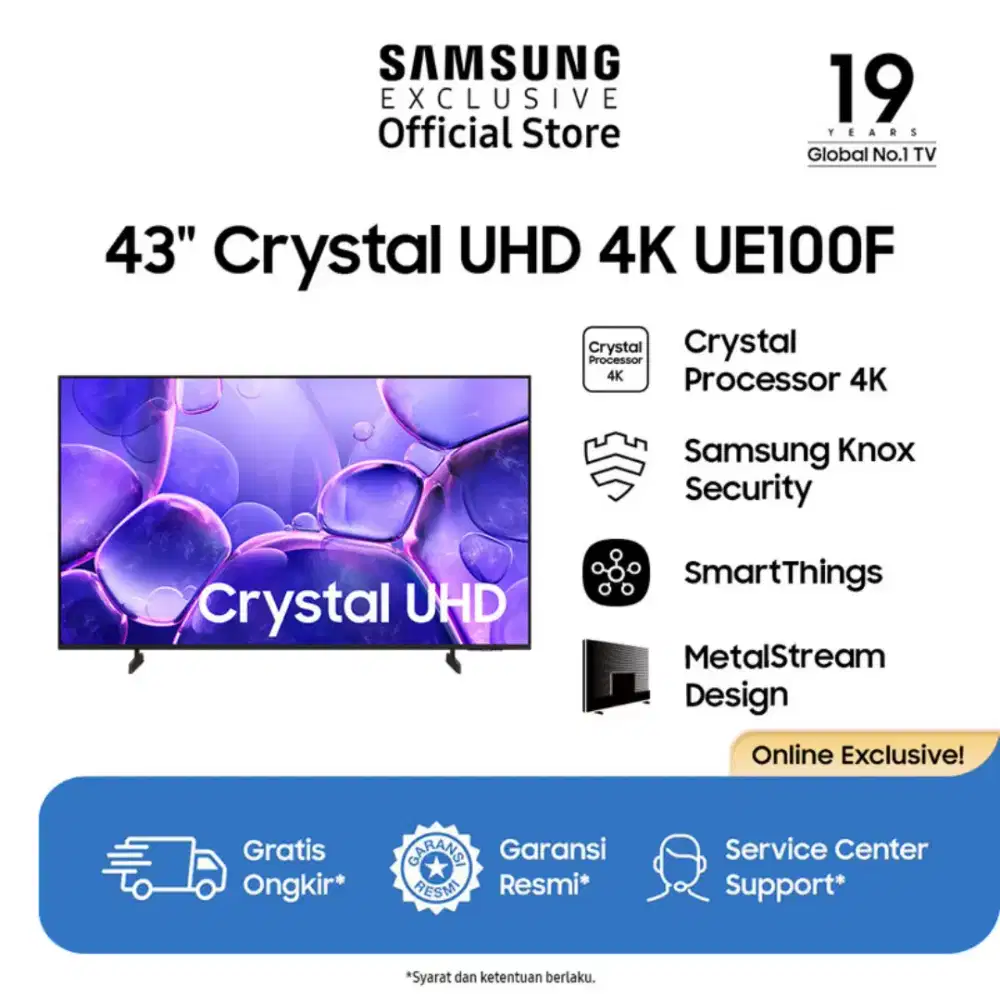 Samsung led tv 43in 4k smart tv 43UE100F