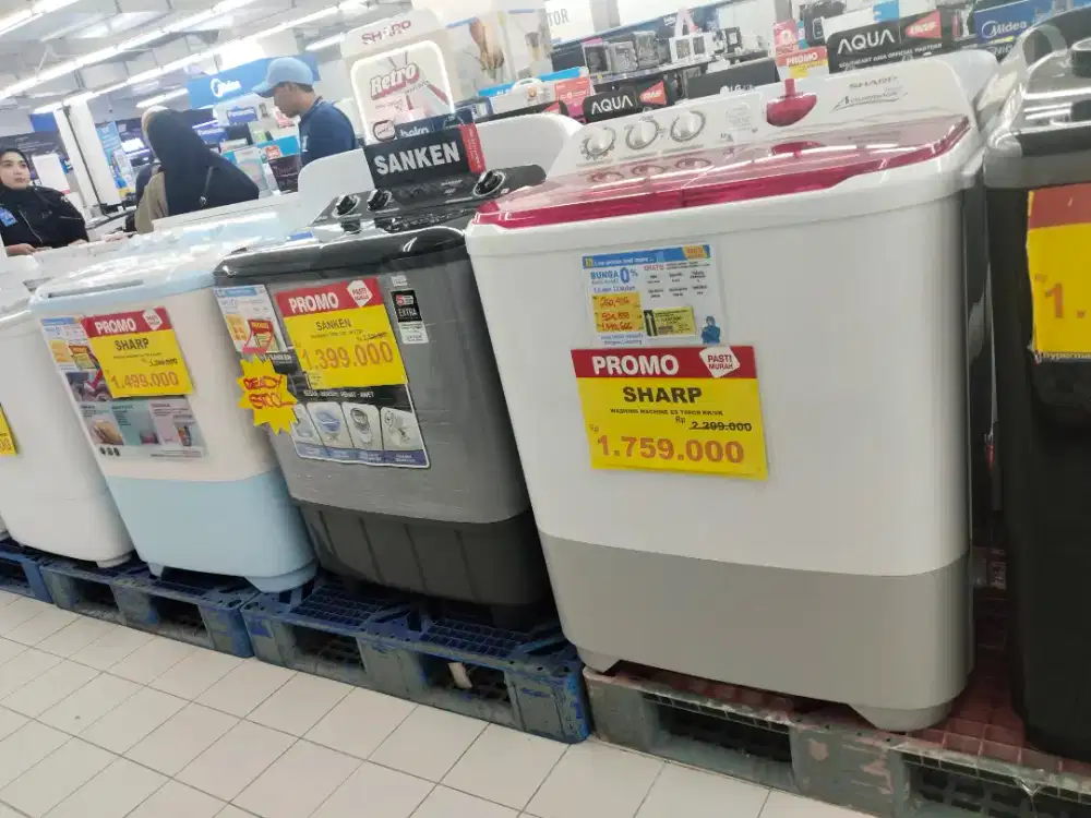 Mesin cuci sharp 2 tabung bisa dicicil promo bunga mulai 0%