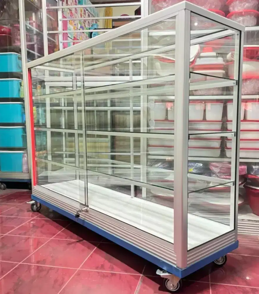 Etalase 1,5Mx1M Pakai Siku Besi + RODA BESAR Siap Kirim