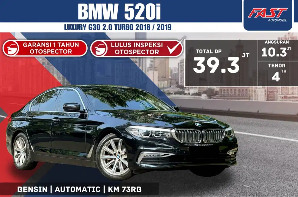 BMW 520i LUXURY 2019 / 2018 G30 KM.73RB PAJAK PANJANG