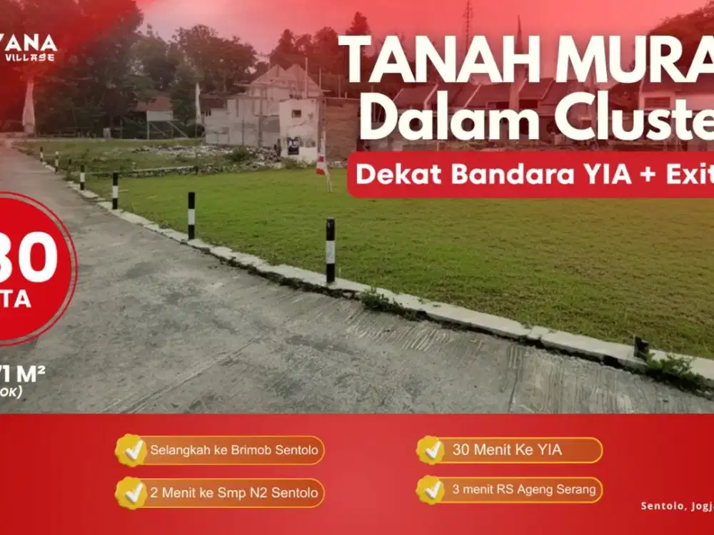 Tanah Mura di sentolo harga 100jutaan  jogja Dekat Bandara YIA