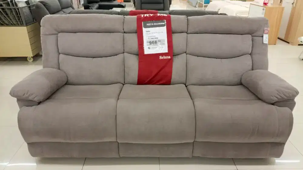 Laurel Sofa Set 1S+2S+3S Fabric Abu-abu