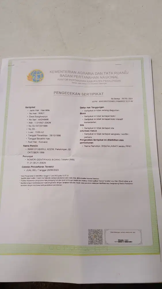 DIJUAL TANAH SAWAH PINGGIR JALAN RAYA PROVINSI