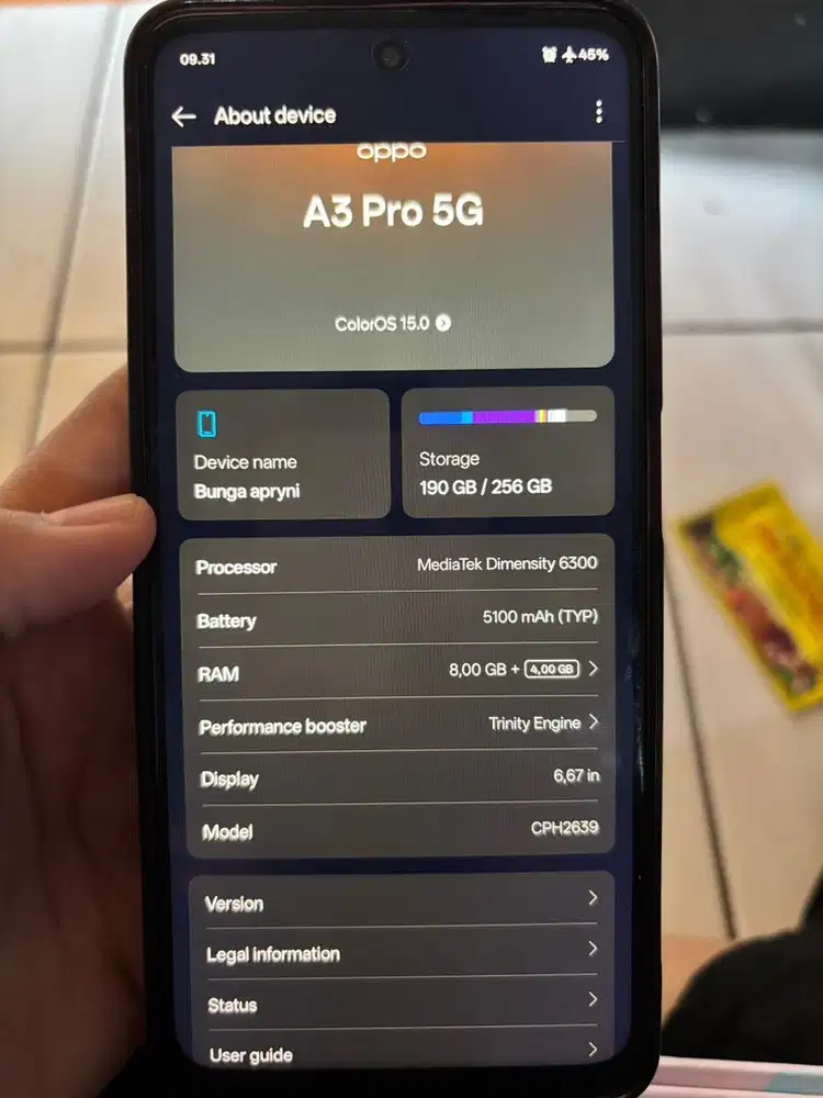 OPPO A3 Pro 5G 8/256GB LIKE NEW MULUS FULLSET