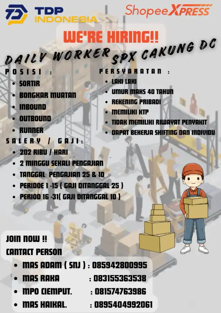 DAILY WORKER OPERATOR CAKUNG DC SPX
