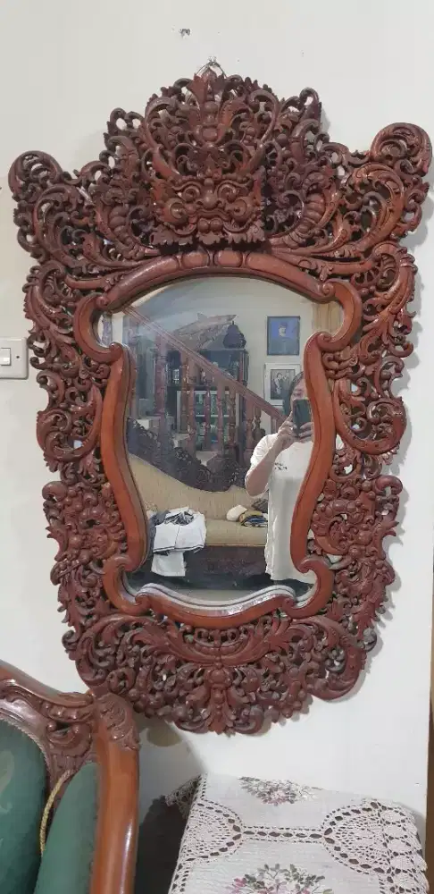 cermin jati ukiran bali