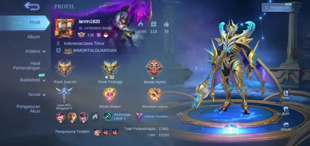 akun ML milik pribadi aman