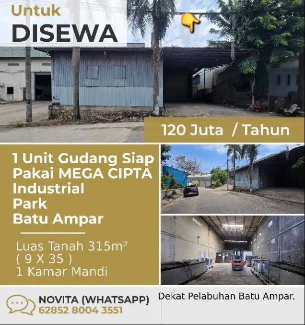 1 Unit Gudang Siap Pakai MEGA CIPTA Industrial Park Batu Ampar
