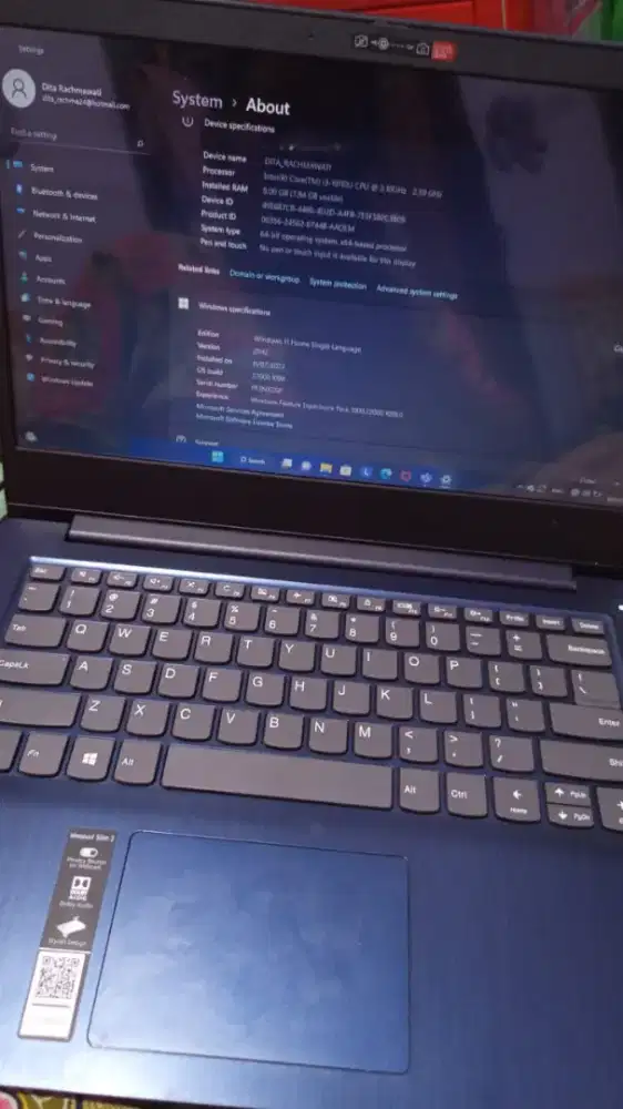 Laptop Lenovo Ideapad 3 bekas sangat mulus