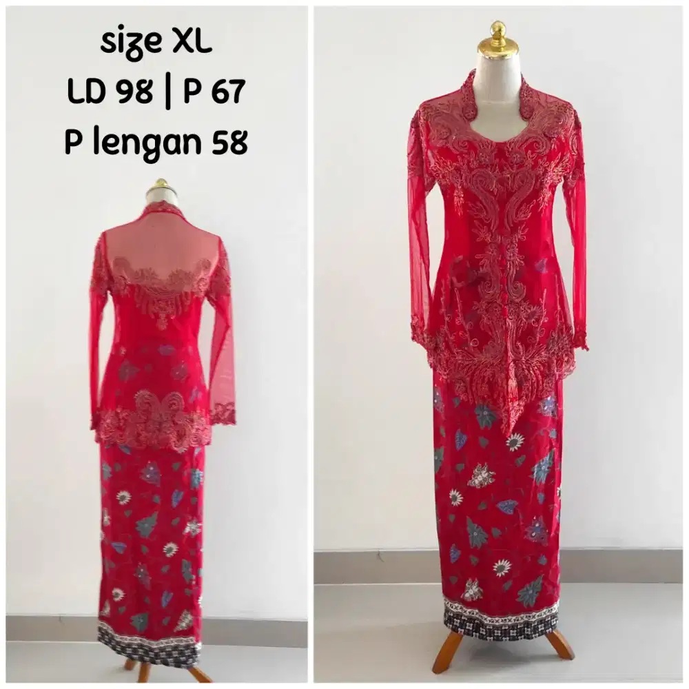 Kebaya tradisional set, premium size XL, preloved, like new