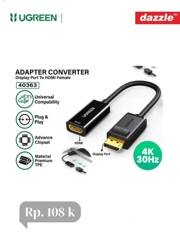 Ugreen adapter converter display port to HDMI female
