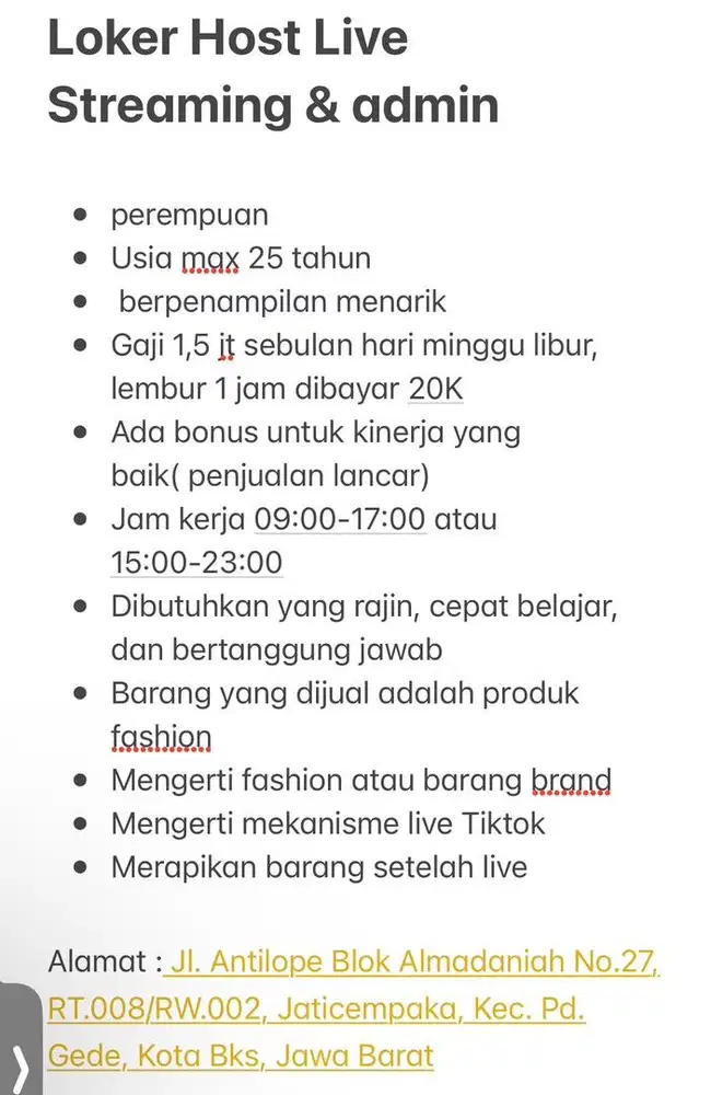 Loker host live streaming & admin