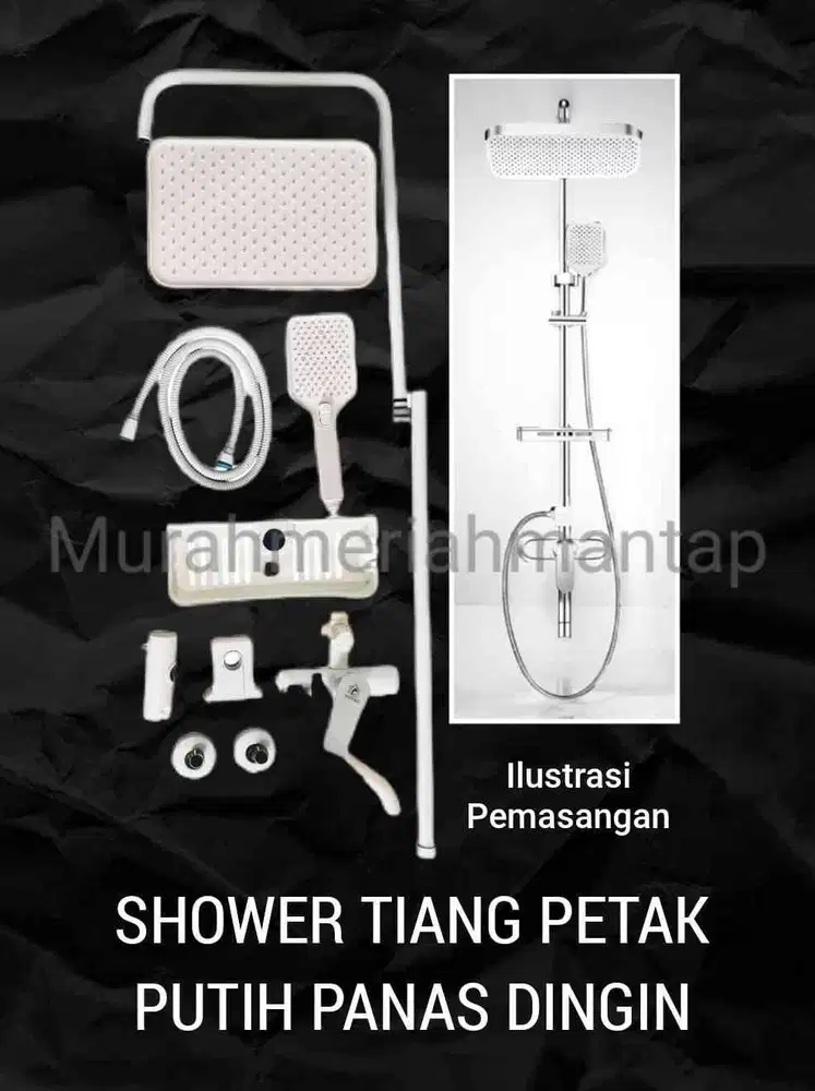 SHOWER TIANG PETAK PUTIH PANAS DINGIN / SHOWER MANDI TIANG