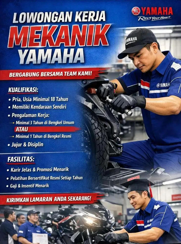 Lowongan Mekanik Bengkel Resmi YAMAHA Jakarta Barat