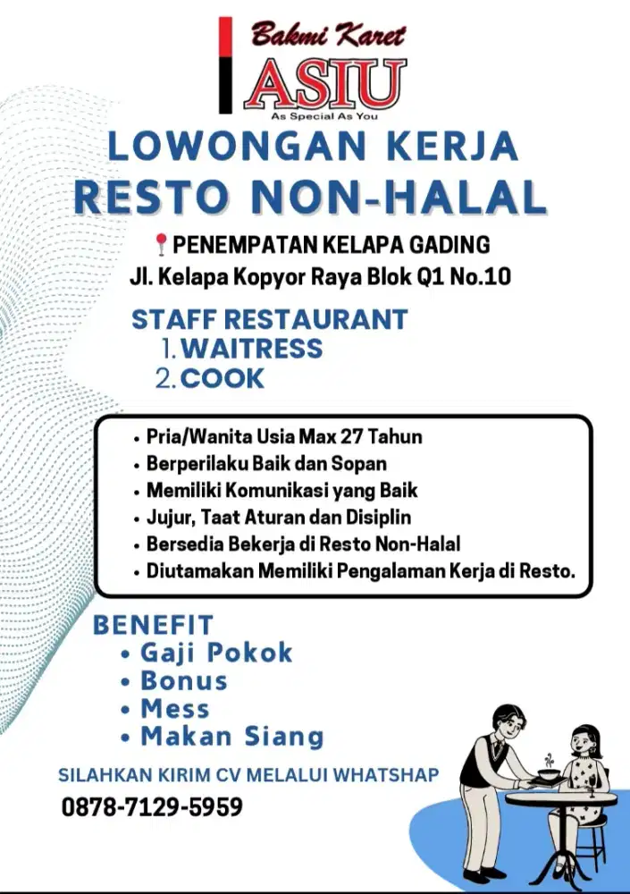 Lowongan Staff Restaurant Non-Halal