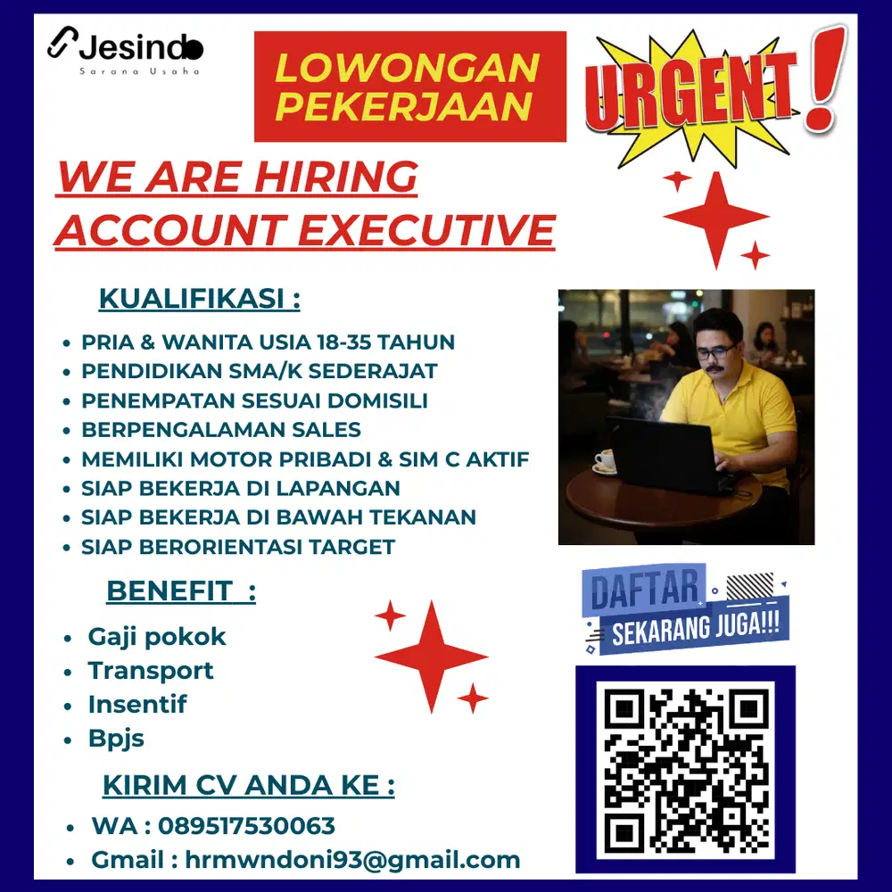 info lowongan kerja posisi : Account Executive & Sales Canvassing