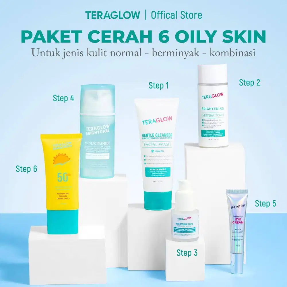 Brightening Set 6 pcs OILY SKIN Paket Skincare Membantu MENCERAHKAN