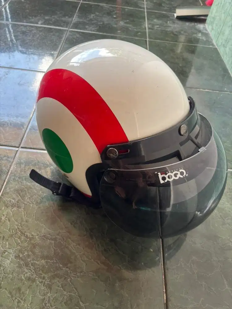 helm vespa italian flag+ bonus kaca cembung