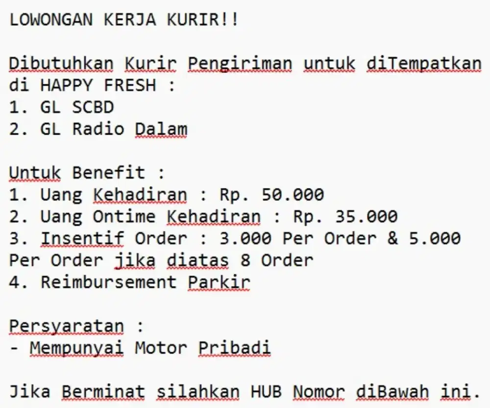 LOWONGAN KERJA DRIVER MOTOR