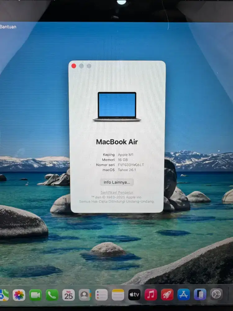 Macbook Air M1 Layar 13 inch Ram 16 Ssd 512 Space Grey