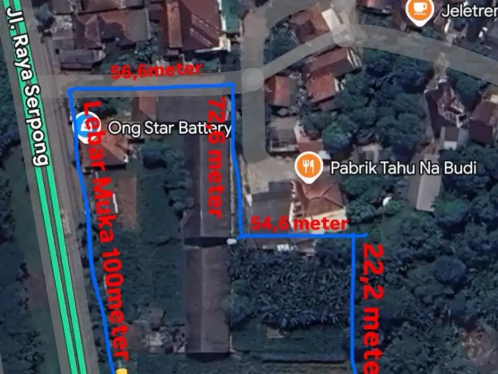 Dijual Kavling Komersil Strategis Hadap Jalan Raya Utama di Puspitek Serpong Tangerang Selatan