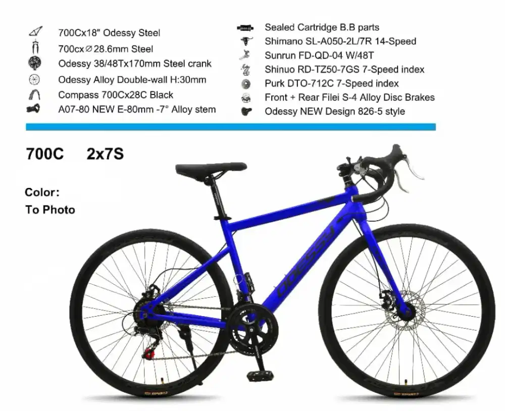 RoadBike 700c Odessy 2x7speed Disc Brake