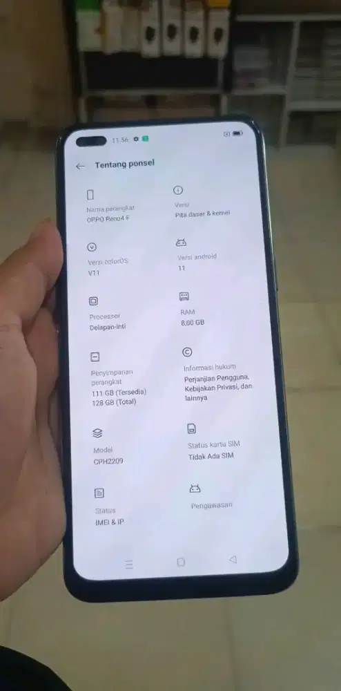 Jual hp Oppo Reno 4f fulset no minus finger layar aktif