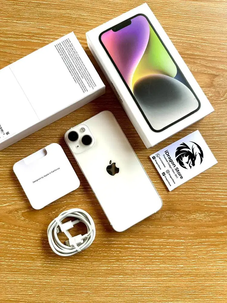 Iphone 14 256gb warna starlight fullset mulus