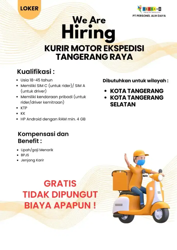 LOKER KURIR SPX SHOPEE EXPRESS RIDER ALL TANGERANG