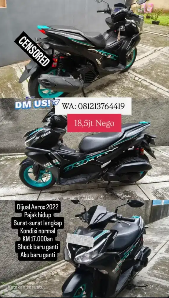 YAMAHA AEROX 2022 18.5JT NEGO