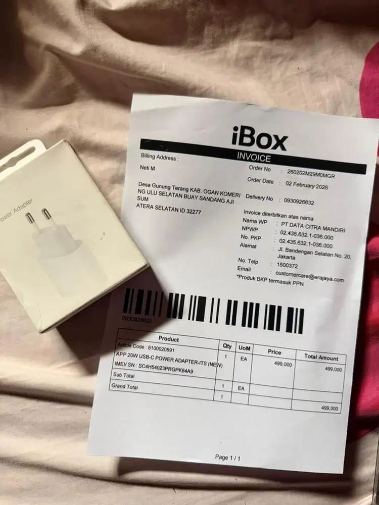 Adapter 20w original iphone dijual murah