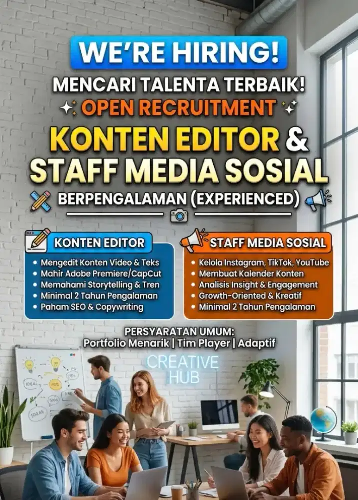 KONTEN EDITOR & STAFF MEDIA SOSIAL (work from Office)