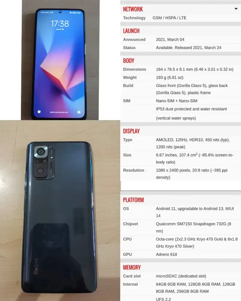 Dijual cepat hp redmi note 10 pro ram 8/128