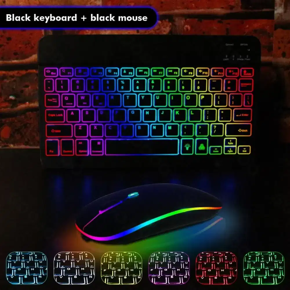 GOOJODOQ Keyboard Wireless 1 set dengan mouse warna hitam