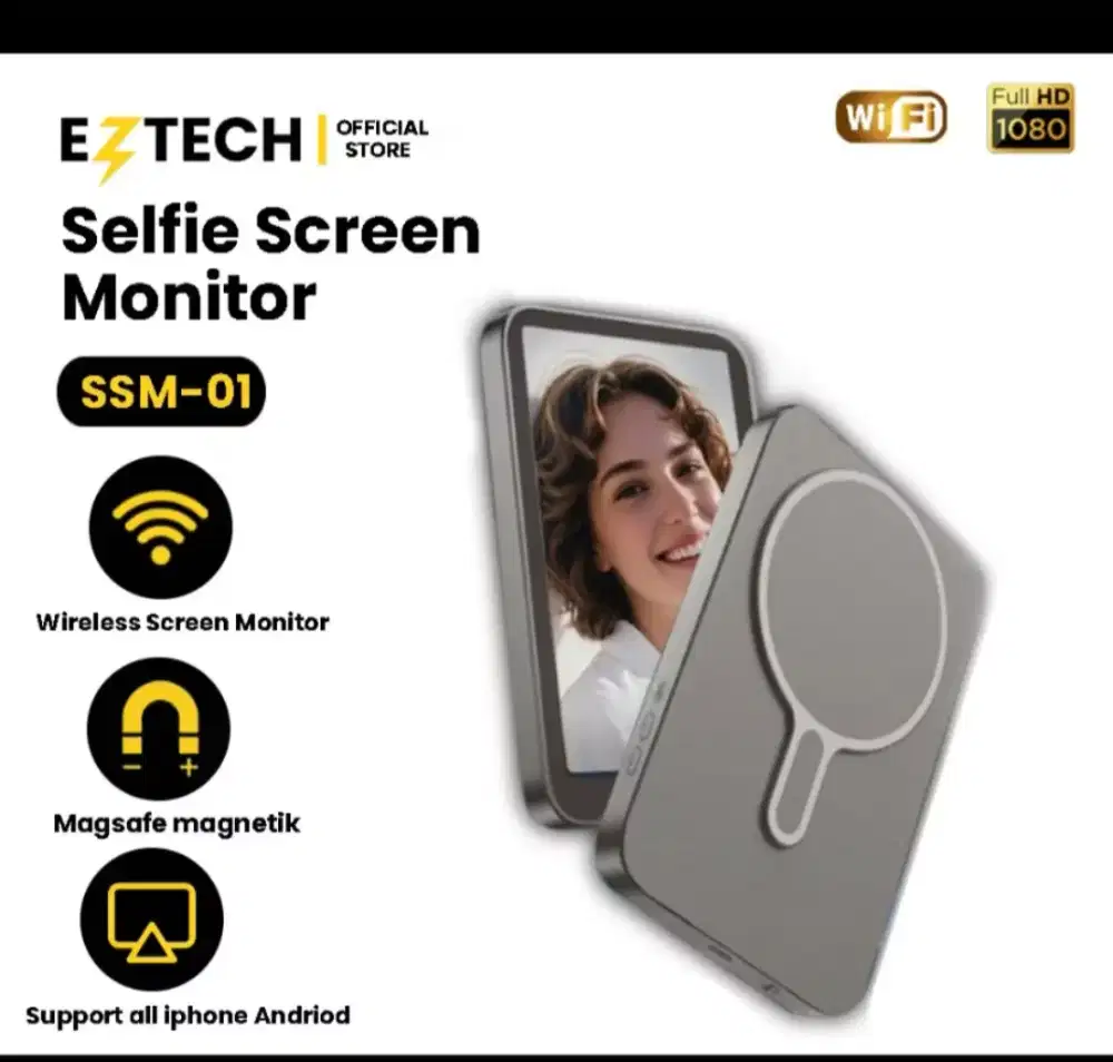 Selfie Screen Monitor Vlog Magnetic Magsafe Wireless and Wired FHD