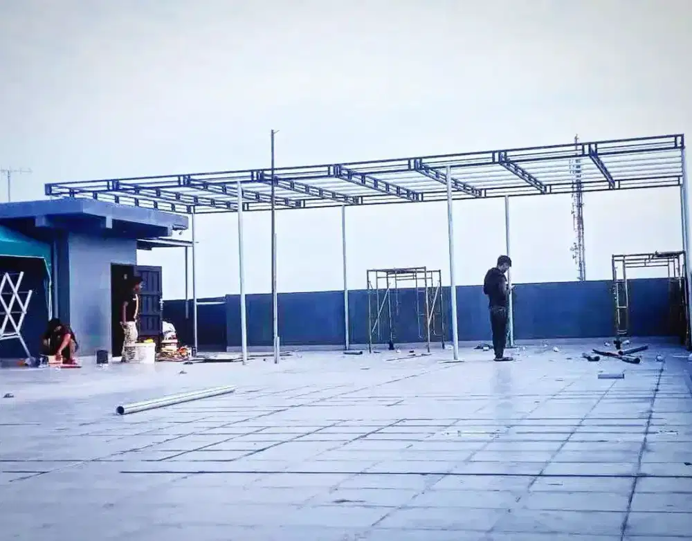 Kanopi atap seng sepandek rangka hollow 40x40