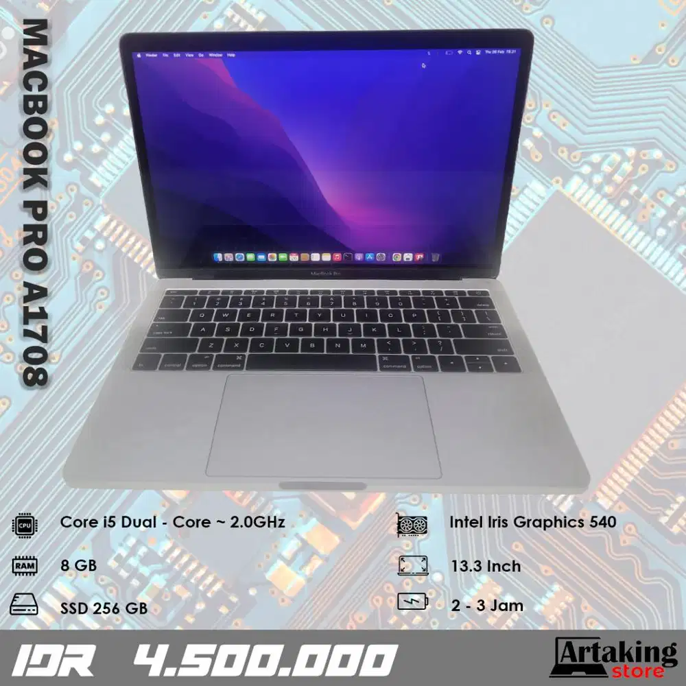 Macbook Pro A1708 (2016) - Core i5 - Ram 8 GB - SSD 256 GB