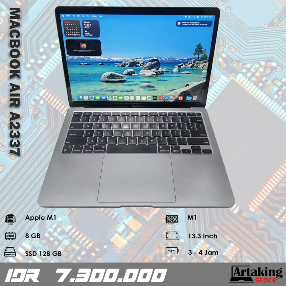 Macbook Air A2337 (2020) - Apple M1 - Ram 8 GB - Sudah SSD