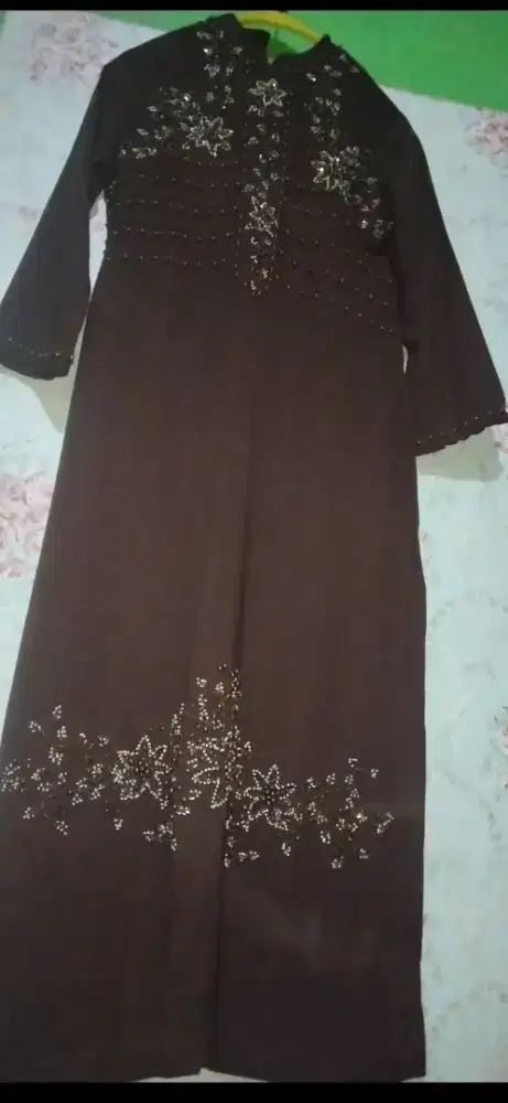 gamis payet warna coklat
